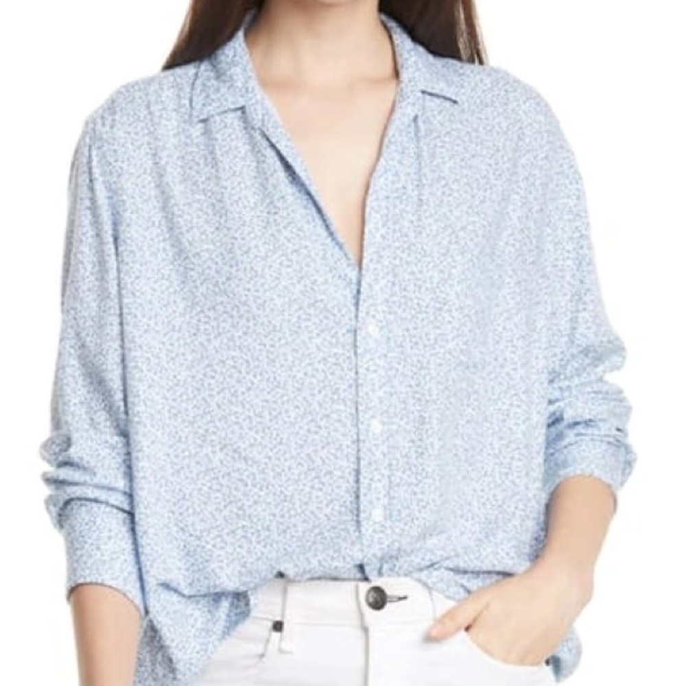 Frank & Eileen Eileen Mini Floral Print Modal Button Down Shirt Women's XXS